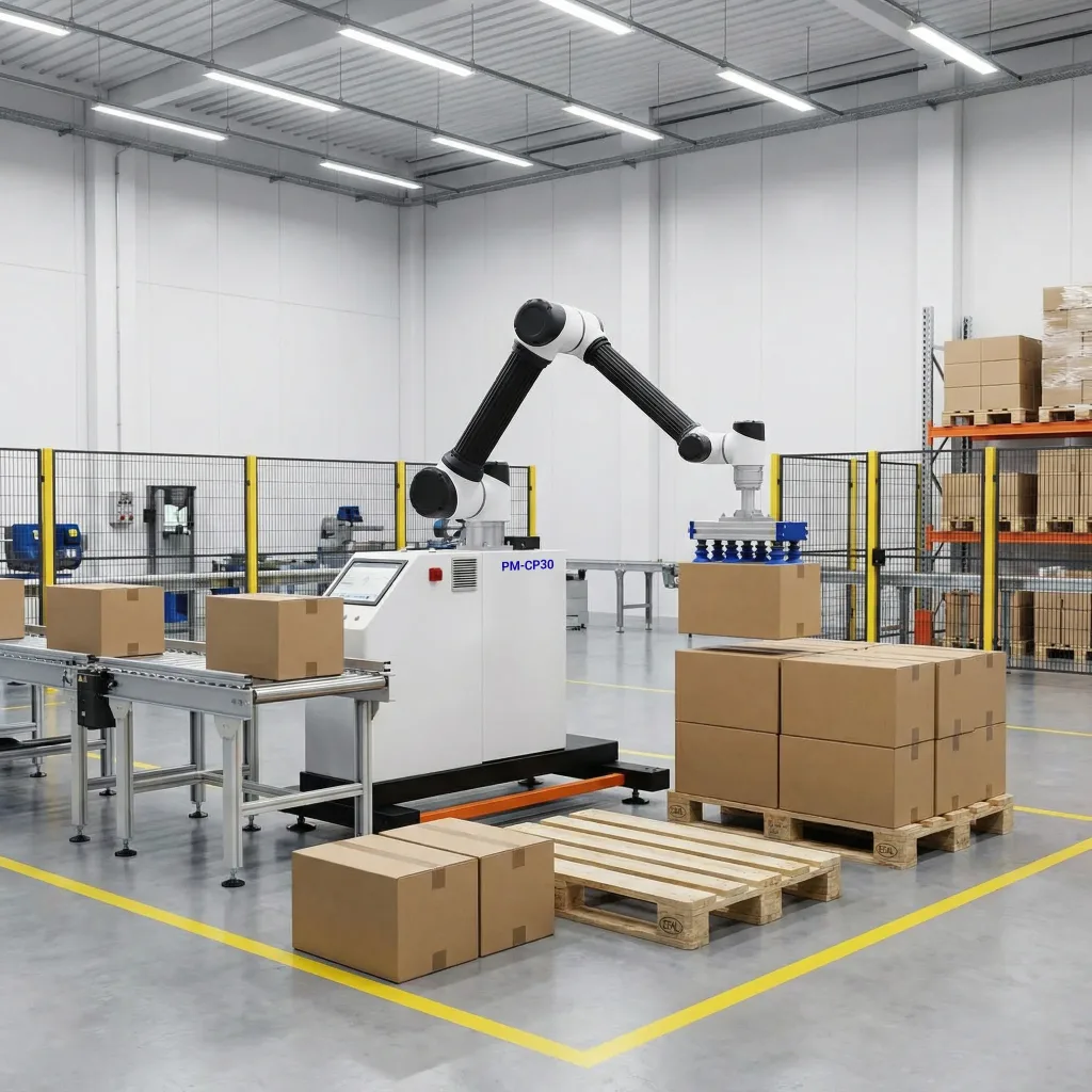 PM-CP20/30/50 Industrial Cobot Palletizer Machine for Automated Carton Stacking on Production Lines